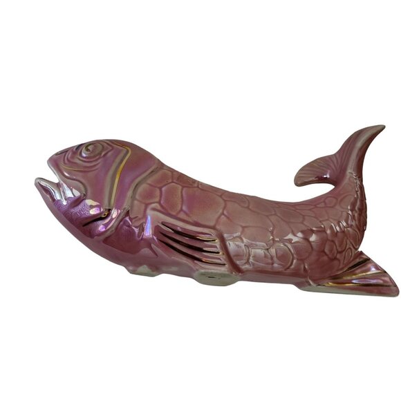 Opalescent Pink Stanford Ware Koi Fish Planter Mid Century Modern #285 Iridescen - Picture 2 of 7